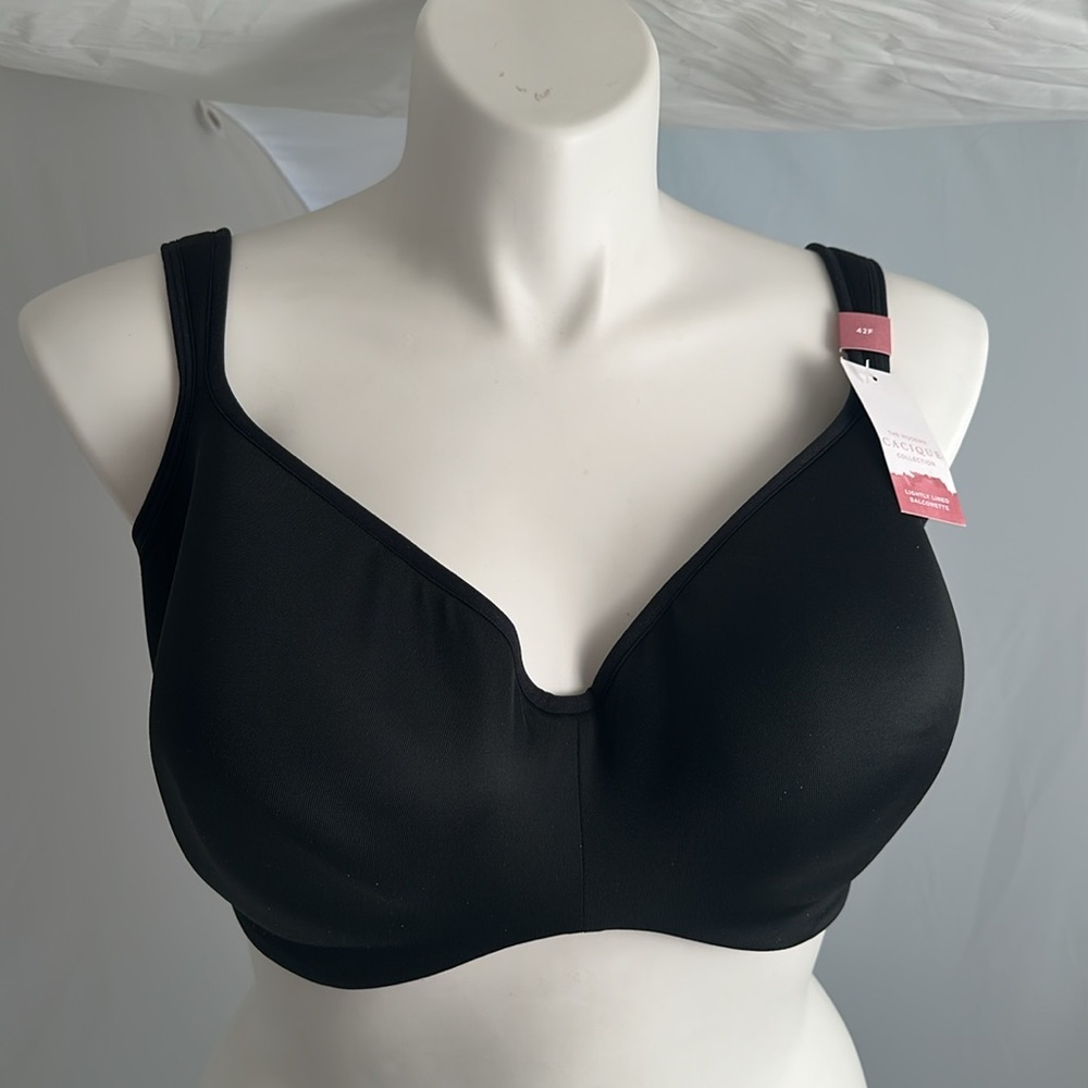 Cacique Lightly Lined Balconette black underwire bra 42F